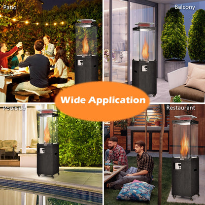 Calentador de patio de propano de 41 000 BTU con capota metálica - Negro