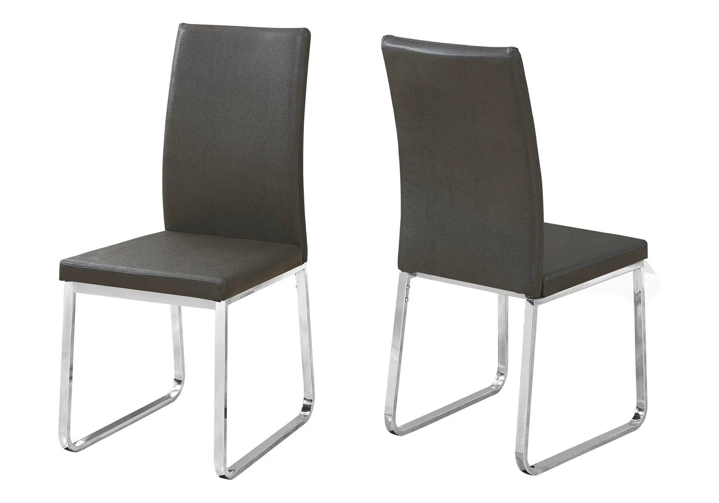 Dining side chairs upholstered in brown faux leather with chrome cantilever legs, set of 2 on Tampa Home & Garden Store
