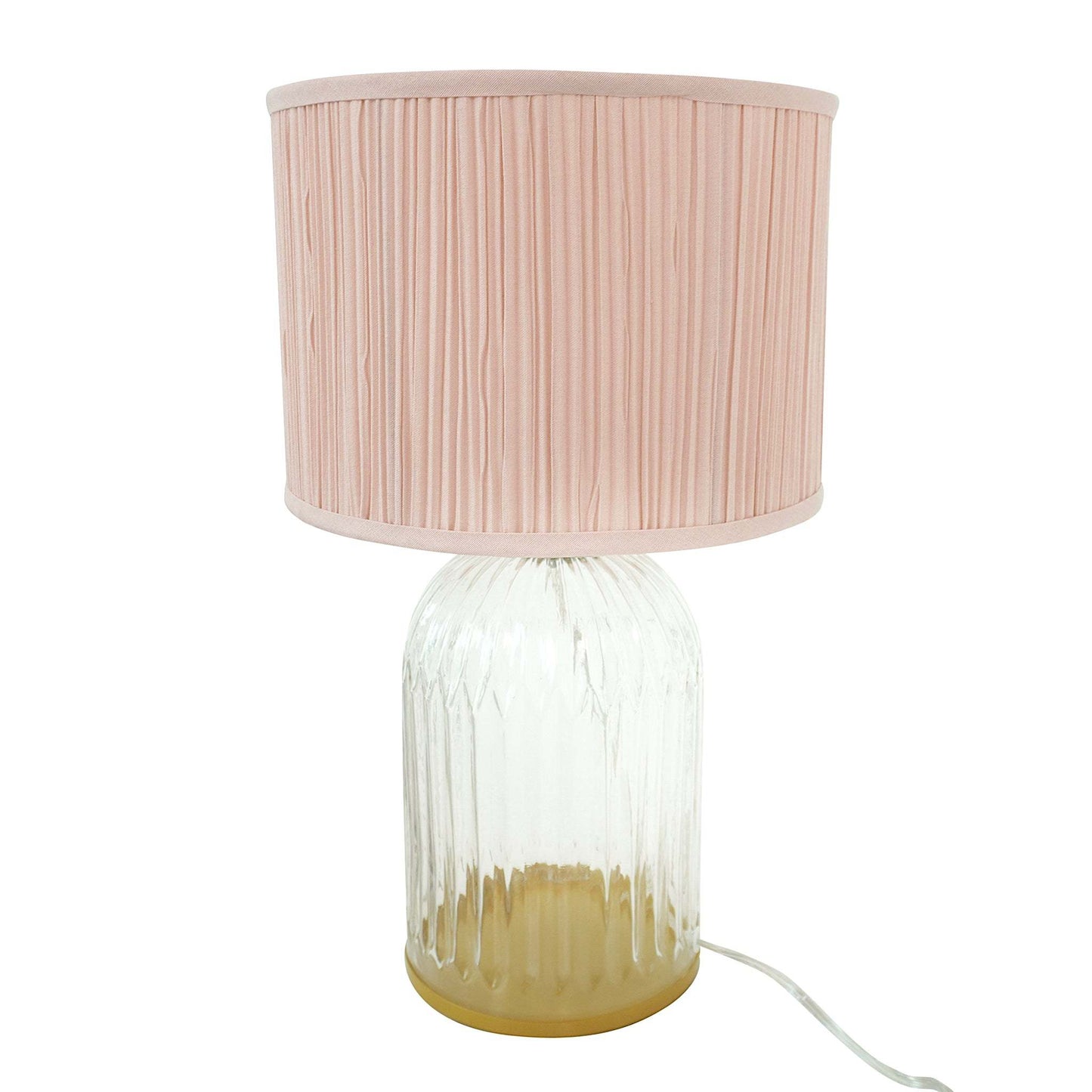 Table lamp Nordic Home pink pleated shade with clear glass base LED Nebulis by HouseOfZazla on Tampa Home & Garden Store
