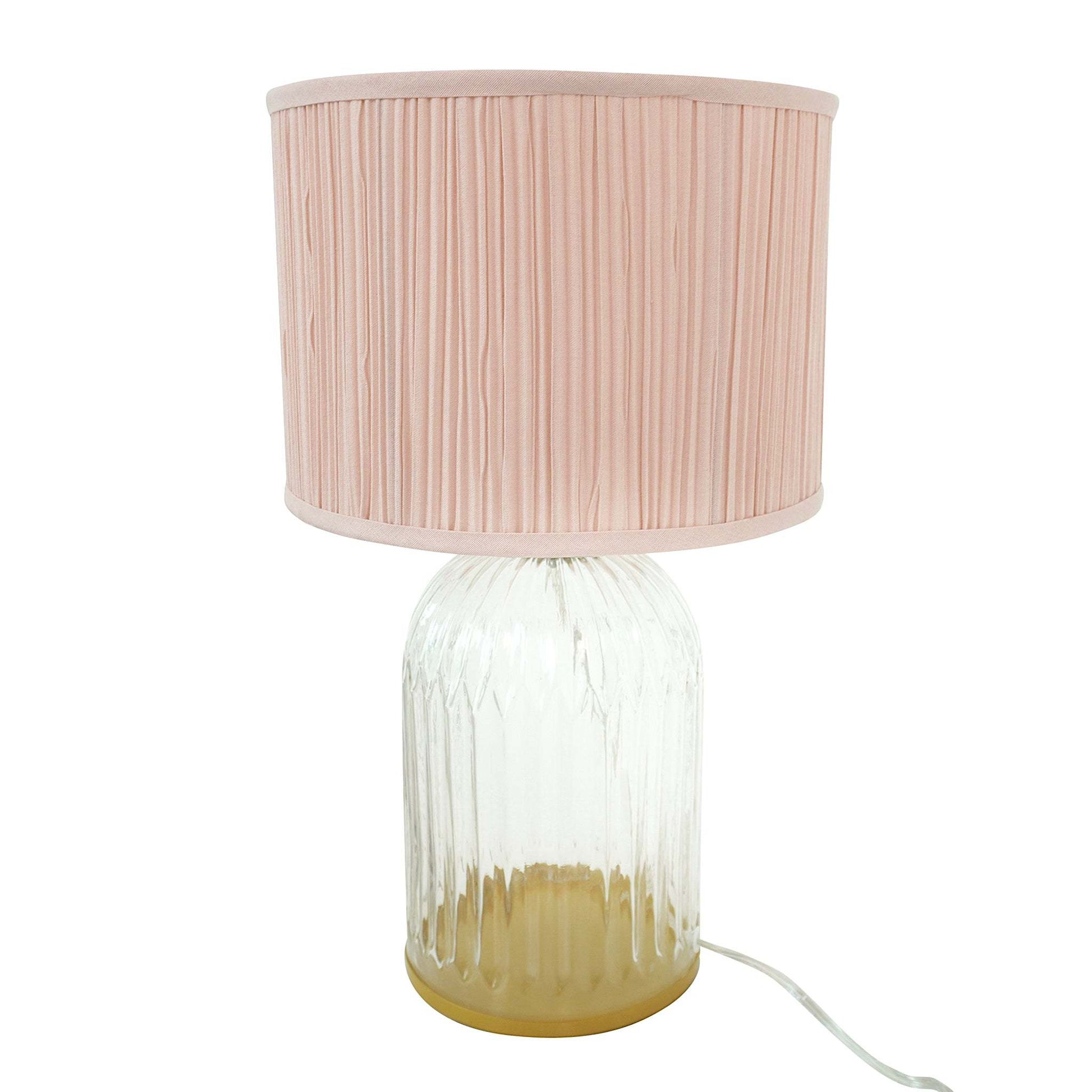 Table lamp Nordic Home pink pleated shade with clear glass base LED Nebulis by HouseOfZazla on Tampa Home & Garden Store