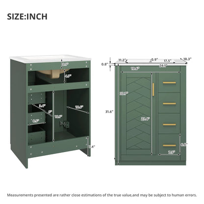 Modern Bathroom Vanity With 1 Door and 3 Drawers