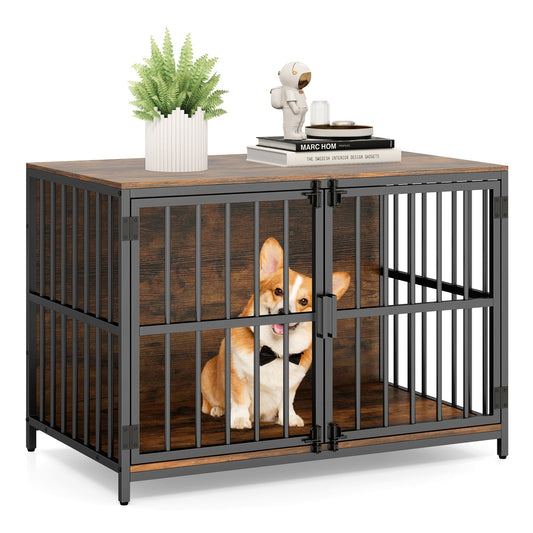 40 Inch Dog Crate Furniture Dog Kennel with Dual Lockable Double Doors - Tampa Home & Garden Store