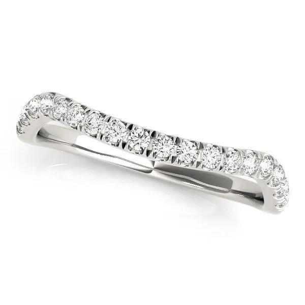 14k white gold curved design diamond wedding band 1/4 cttw with pave diamonds on Tampa Home & Garden Store