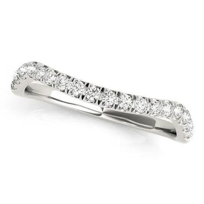 14k white gold curved design diamond wedding band 1/4 cttw with pave diamonds on Tampa Home & Garden Store