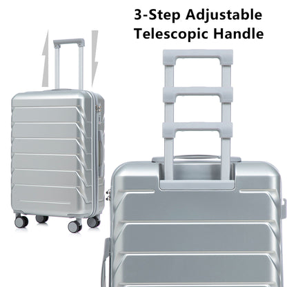 3-Piece ABS Spinner Wheel Luggage Set in silver with combination lock by HouseOfZazla on Tampa Home & Garden Store