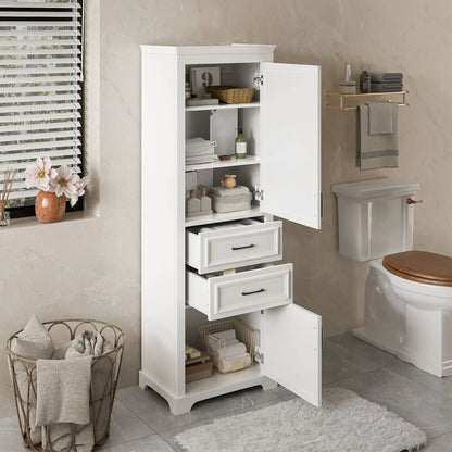 Freestanding linen cabinet Unique Piece Furniture white with damping doors on Tampa Home & Garden Store