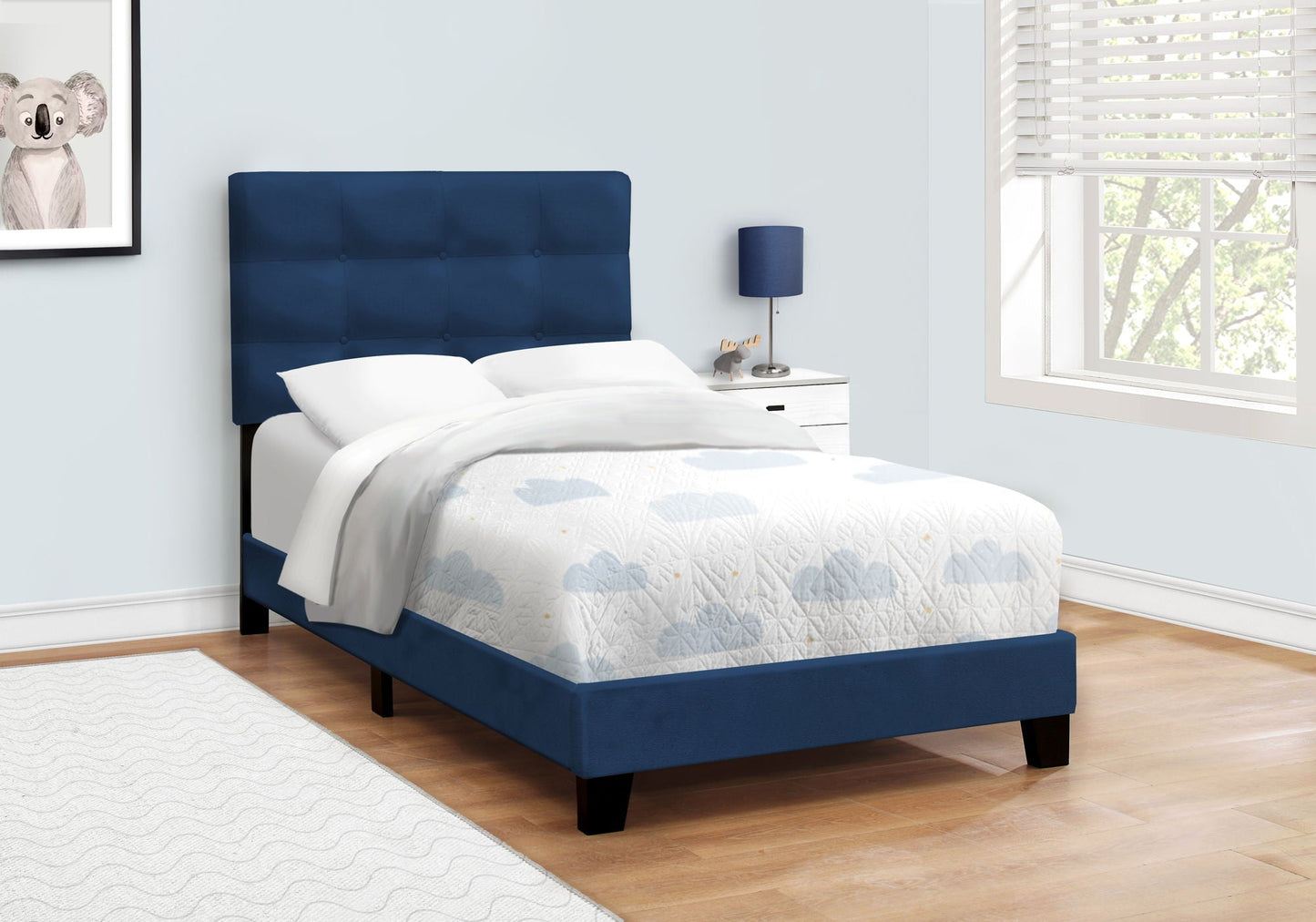Transitional Upholstered Bed Frame and Headboard