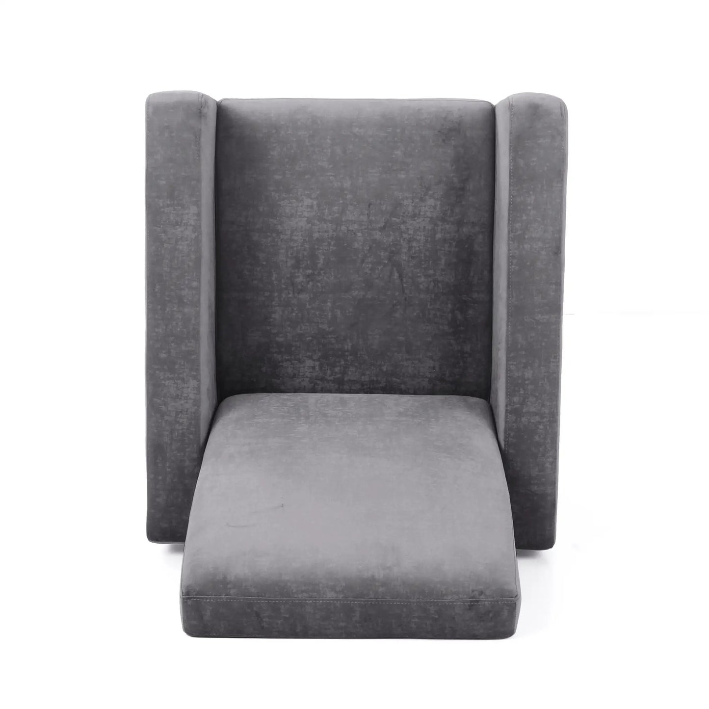 Bolt upholstered recliner chair in gray fabric with padded arms and chrome base Unique Piece on Tampa Home & Garden Store