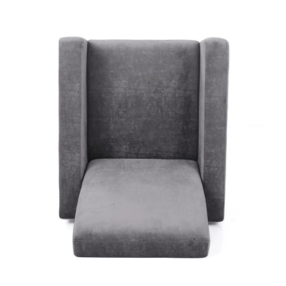 Bolt upholstered recliner chair in gray fabric with padded arms and chrome base Unique Piece on Tampa Home & Garden Store