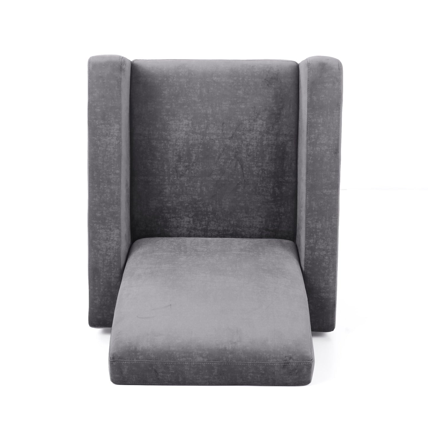 Bolt Upholstered Recliner Chair gray velvet with wide arms by HouseOfZazla on Tampa Home & Garden Store