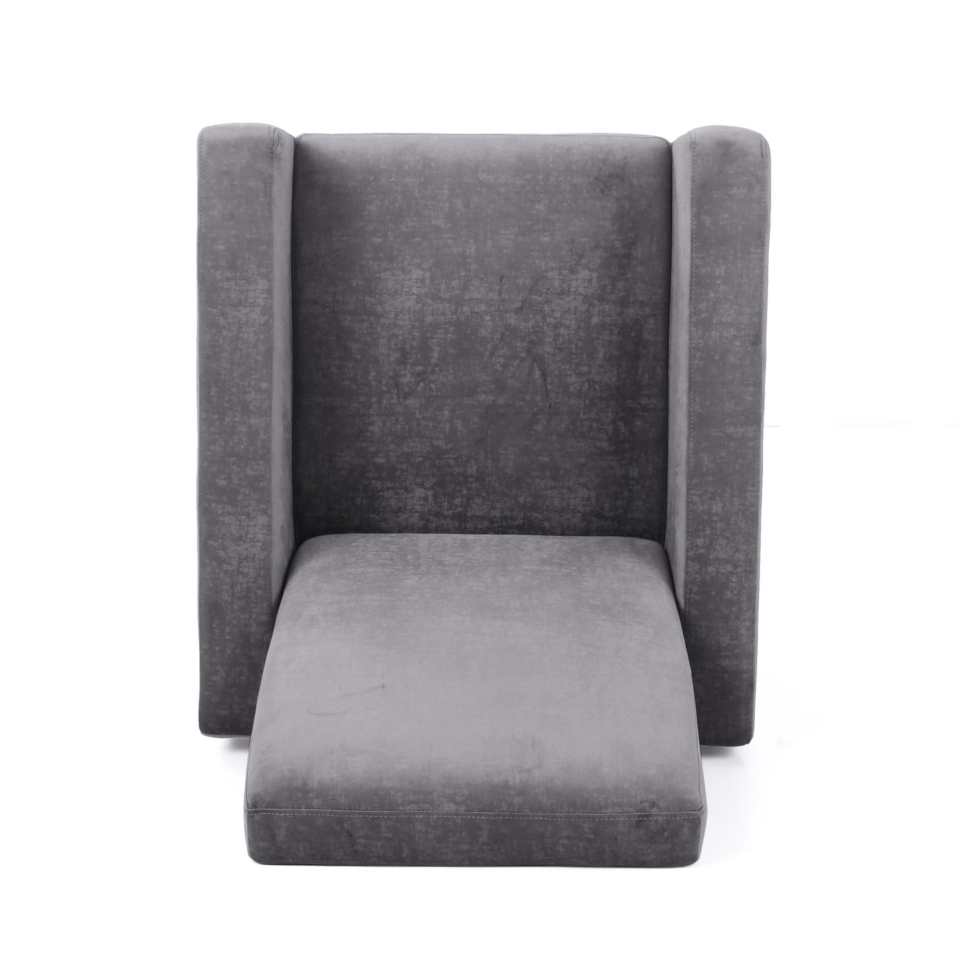 Bolt Upholstered Recliner Chair gray velvet with wide arms by HouseOfZazla on Tampa Home & Garden Store