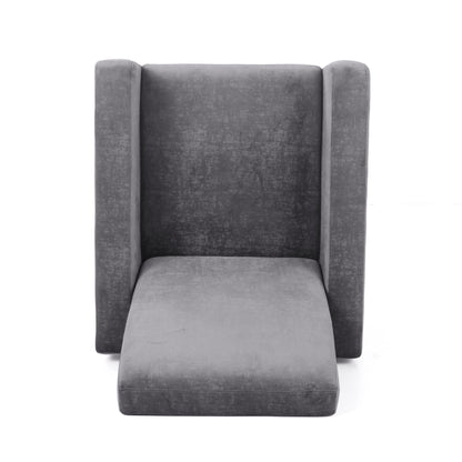 Bolt Upholstered Recliner Chair gray velvet with wide arms by HouseOfZazla on Tampa Home & Garden Store