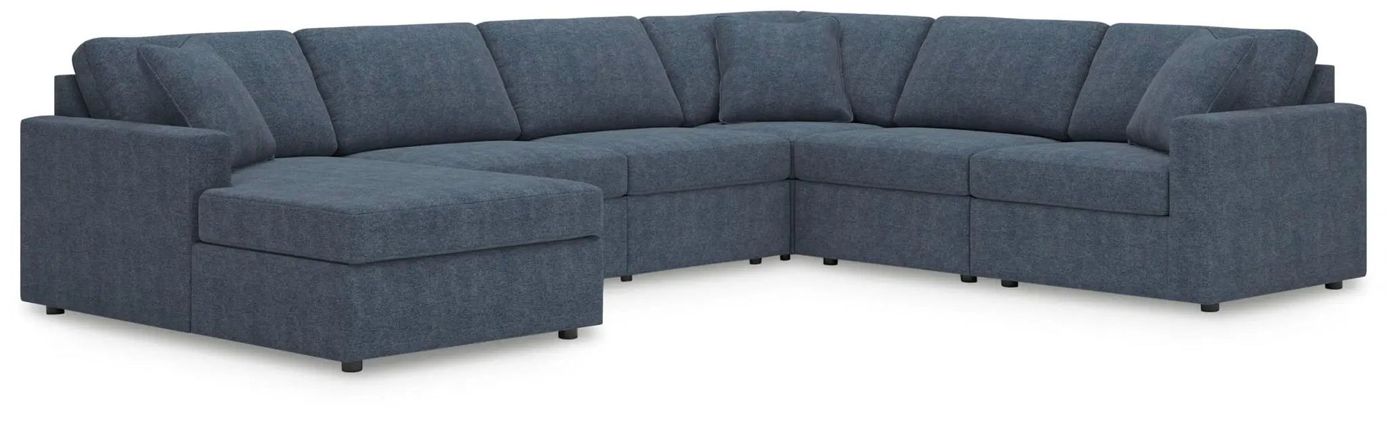 Modmax Sectional Ink blue fabric with left chaise and plush back cushions, stationary sofa on Tampa Home & Garden Store
