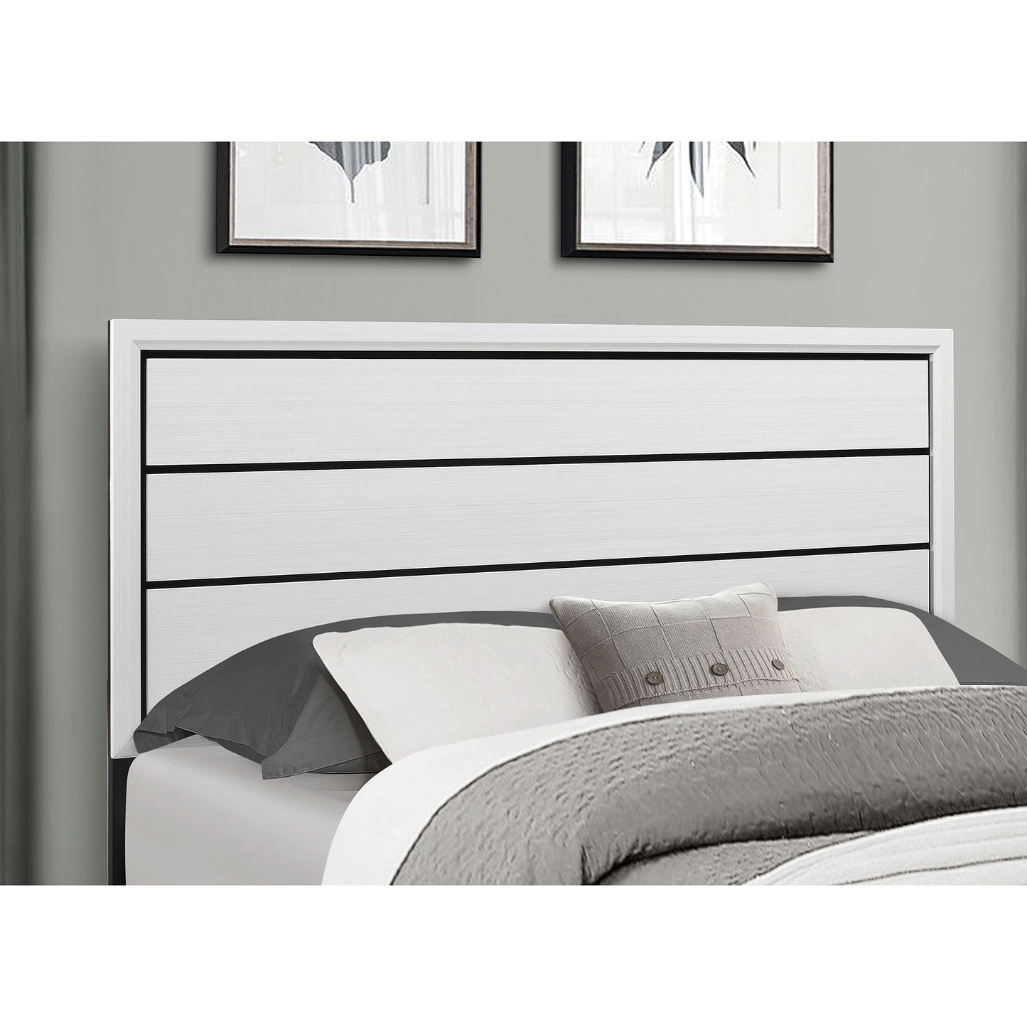 Mirage Bed panel bed by HouseOfZazla with white paneled headboard and black trim on Tampa Home & Garden Store