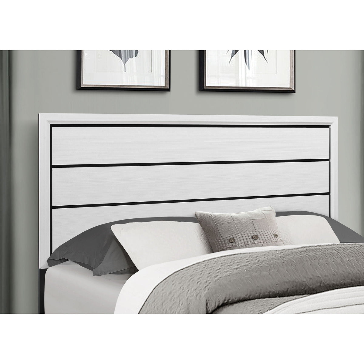 Mirage Bed panel bed by HouseOfZazla with white paneled headboard and black trim on Tampa Home & Garden Store