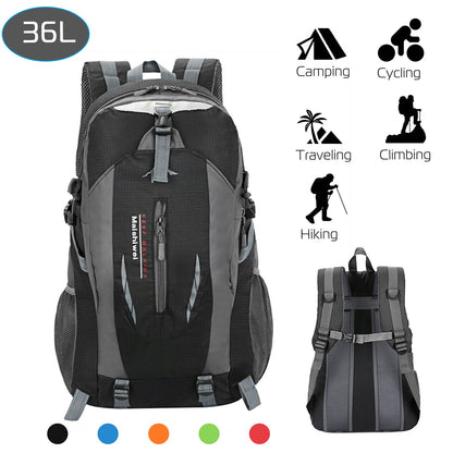 GemGear 36L outdoor waterproof daypack backpack with gray panels, front strap on Tampa Home & Garden Store