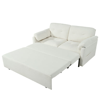 HouseOfZazla convertible 3-in-1 pull-out sofa bed cream with side storage and queen sleeper on Tampa Home & Garden Store
