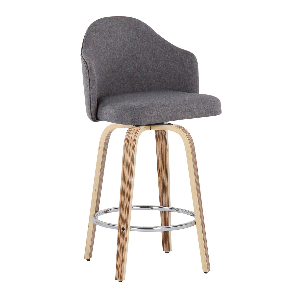 Ahoy gray mid-century counter stool set of 2 with wood legs on Tampa Home & Garden Store