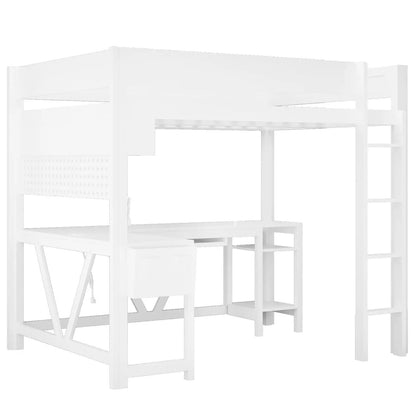Gaming Loft Bed with Desk and LED Lighting