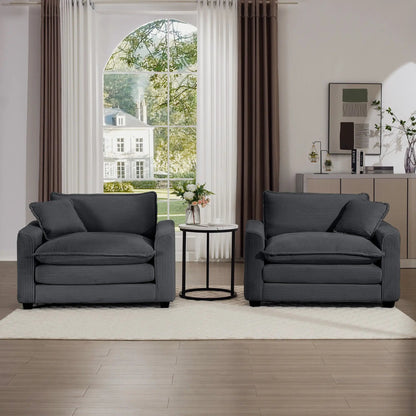 Modern Classic Fabric Single Chair Deep Seat Sofa With Pillow gray fabric 2 chairs on Tampa Home & Garden Store