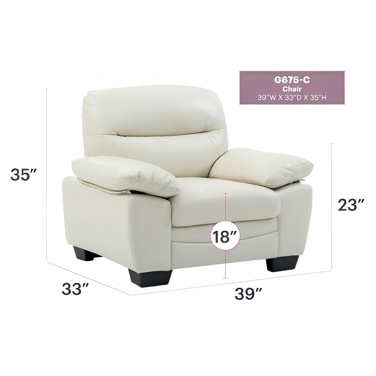 Marta Arm Chair white upholstered armchair with sturdy construction 39W x 33D x 35H on Tampa Home & Garden Store
