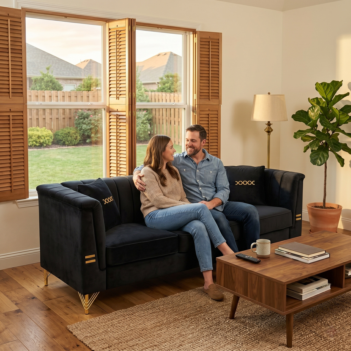 Modern Velvet Three Seater Sofa for Living Rooms