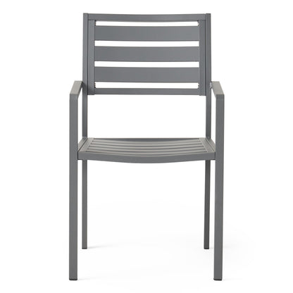Outdoor Modern Aluminum Dining Chair Gun Metal Gray HouseOfZazla outdoor furniture on Tampa Home & Garden Store