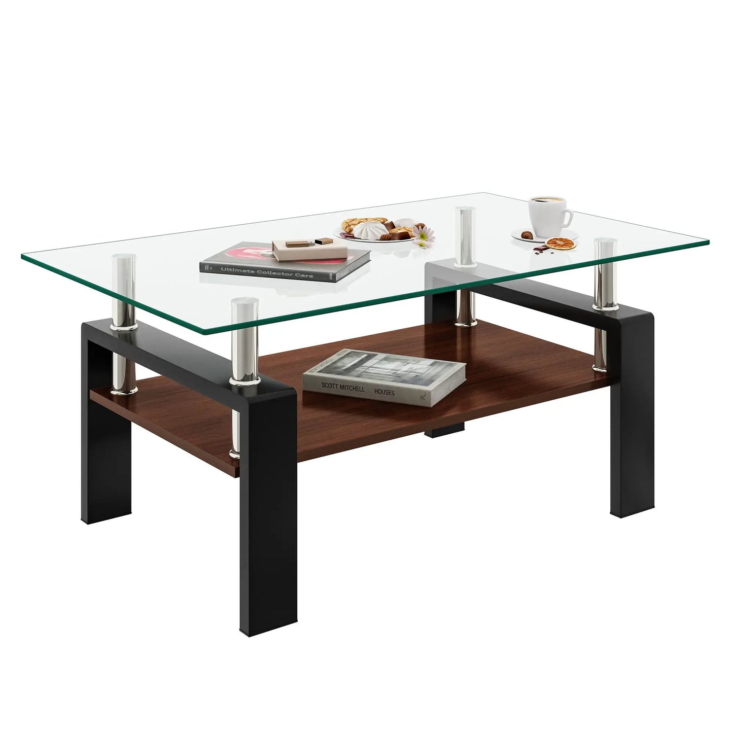 Modern Coffee Table with Tempered Glass Top