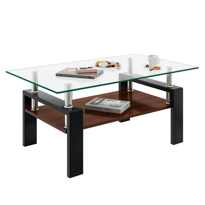 Modern Coffee Table with Tempered Glass Top