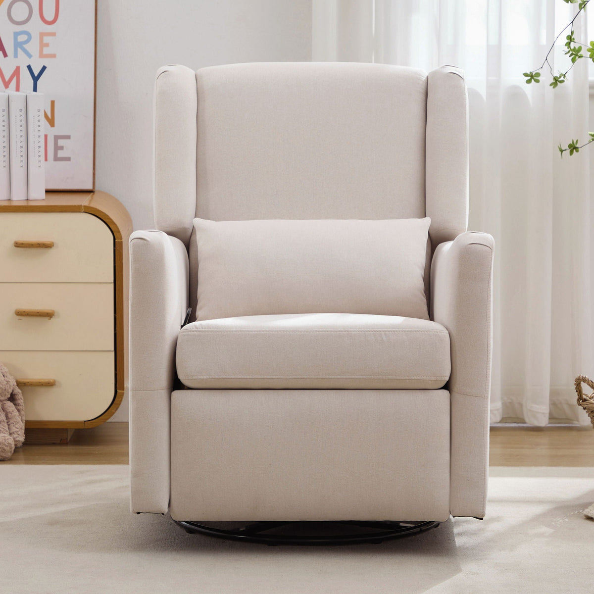 Wide Wingback Swivel Glider And Recliner