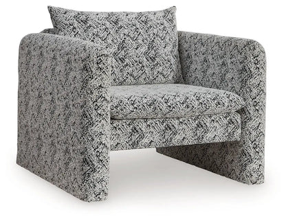 Kenbell Accent Chair Black and White Geometric