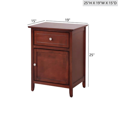 1 Drawer / 1 Door Nightstand in dark cherry finish with silver knob by Unique Piece Furniture on Tampa Home & Garden Store
