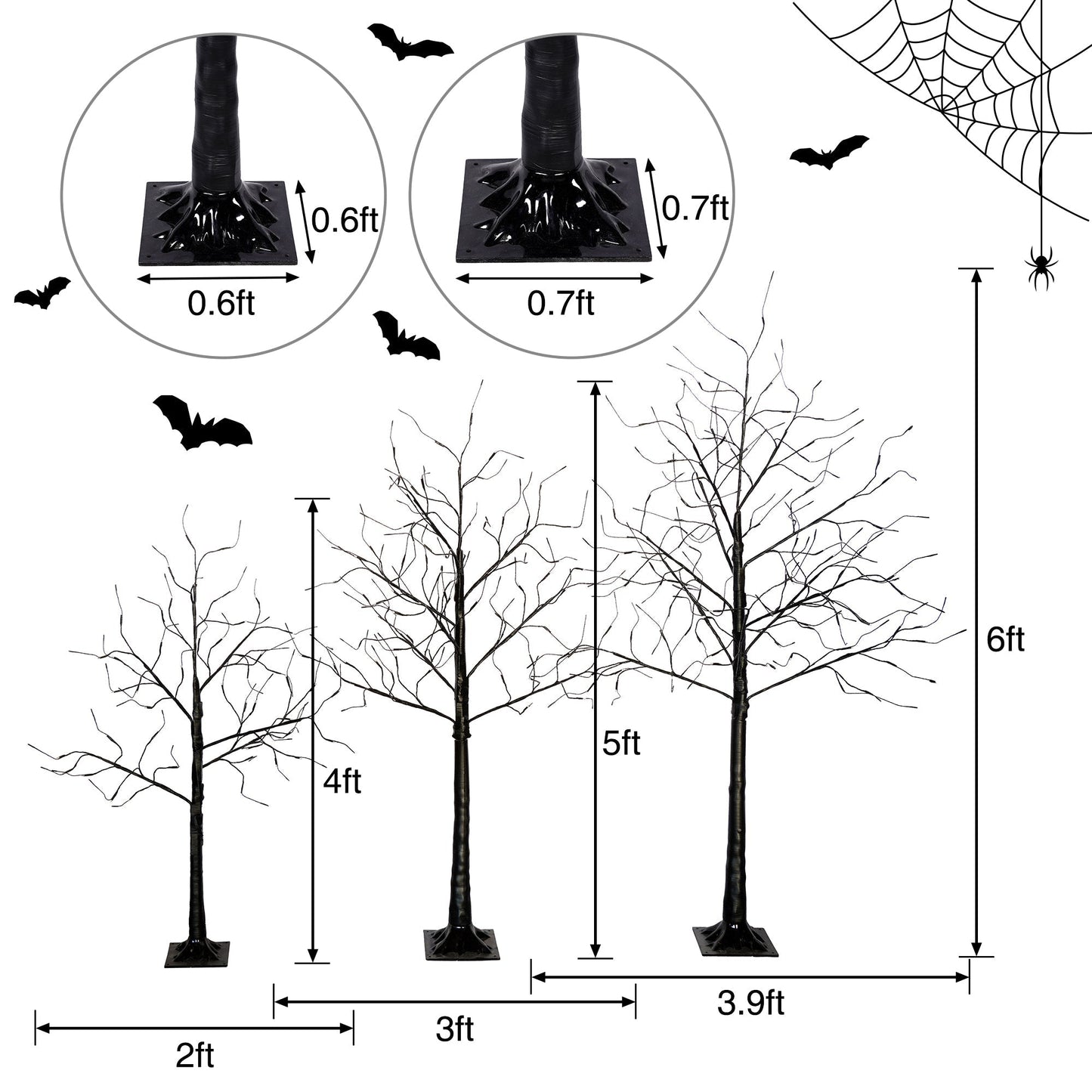 3-Pc Illuminated Halloween Tree set with purple LED glow by HouseOfZazla, Christmas Trees on Tampa Home & Garden Store