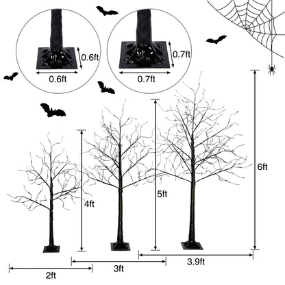 3-Pc Illuminated Halloween Tree set with purple LED glow by HouseOfZazla, Christmas Trees on Tampa Home & Garden Store