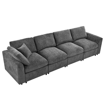 U-Style 130.3 inch modular sectional sofa 4-seater in gray textured fabric on Tampa Home & Garden Store