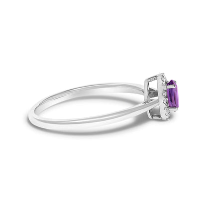 10K white gold amethyst ring with diamond halo, 5x3mm oval purple stone, size 6.5, Bids.com on Tampa Home & Garden Store
