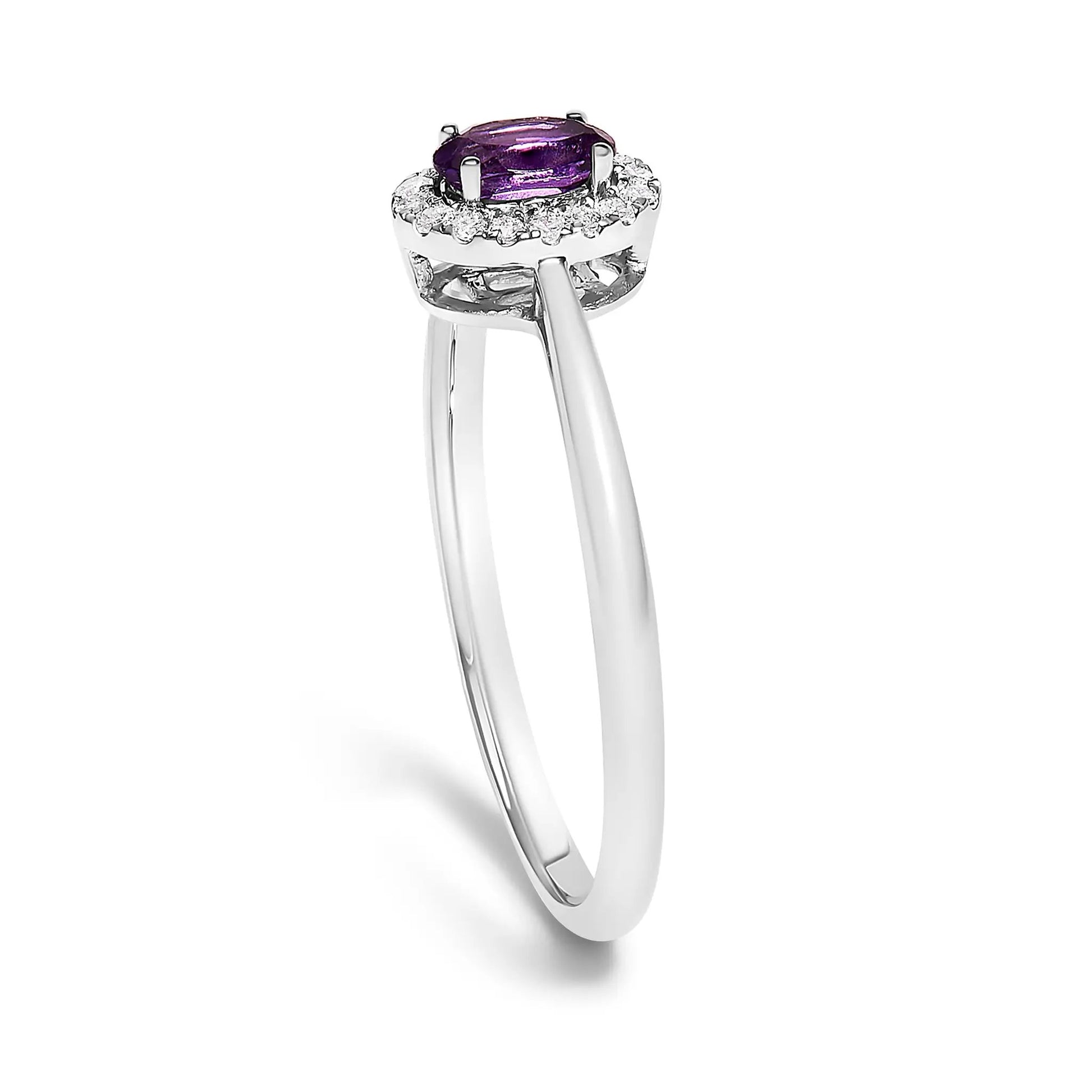 10K white gold ring with a purple oval amethyst and diamond halo accents, size 6.5 on Tampa Home & Garden Store