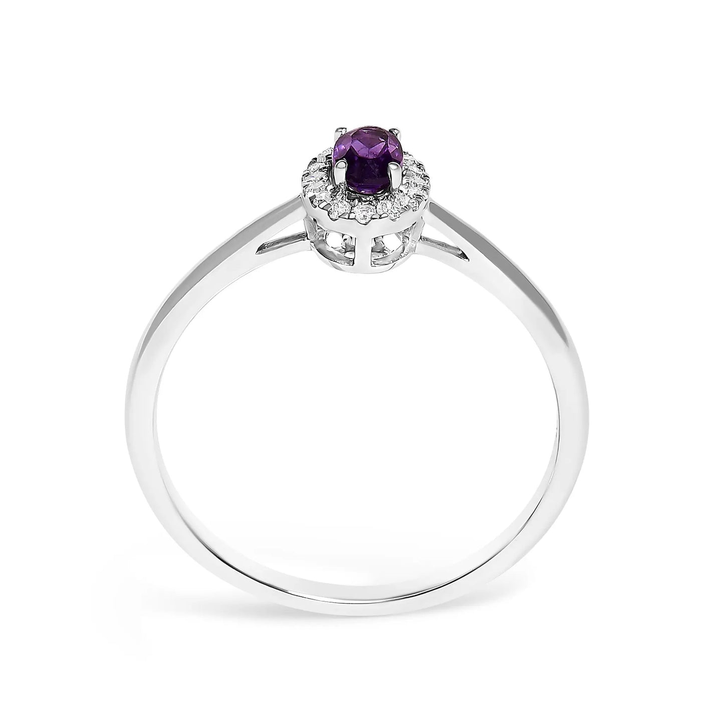 Ring 10K white gold amethyst halo with diamond accents, oval purple gem, size 6.5 Bids.com on Tampa Home & Garden Store