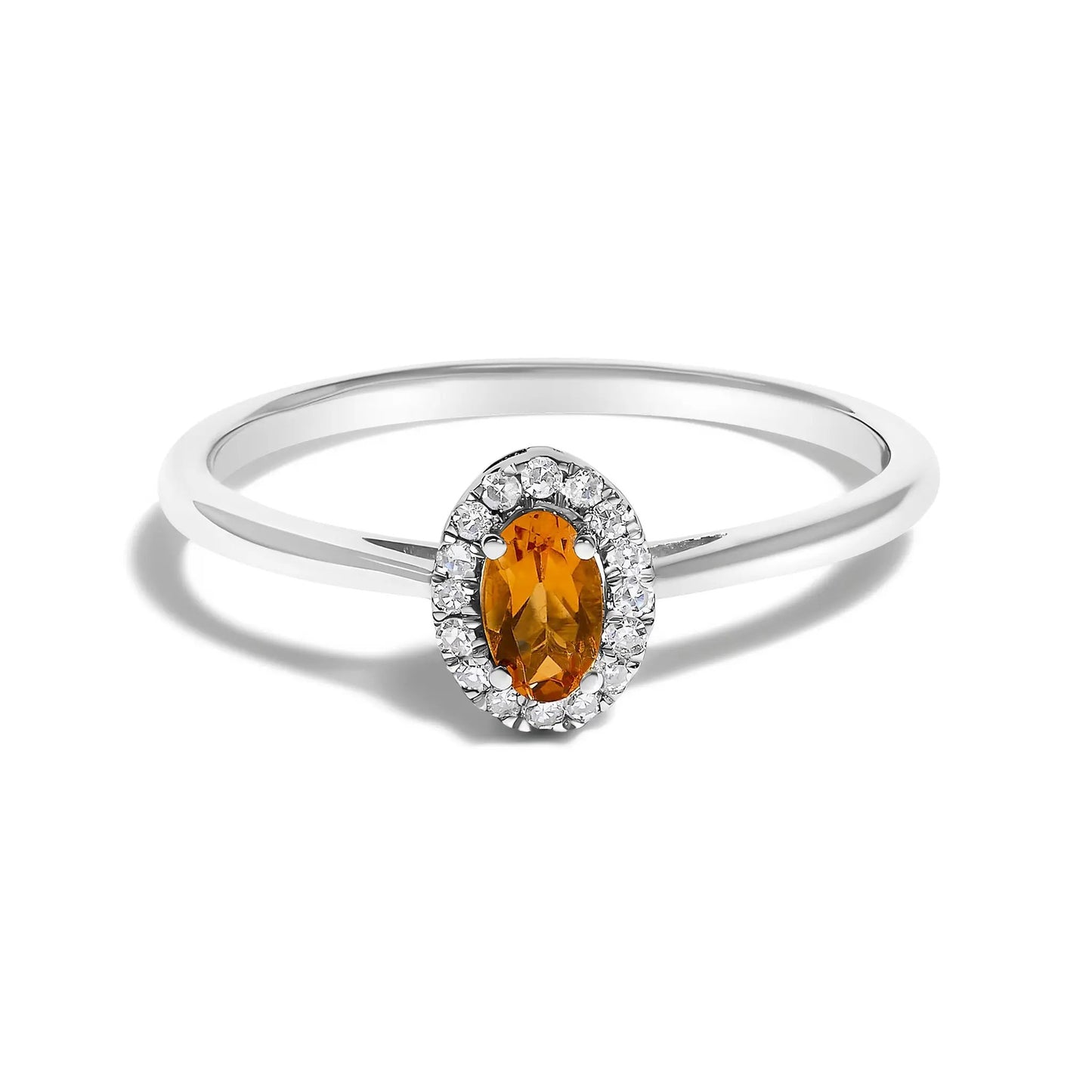 10K white gold halo ring with orange oval gemstone and diamond accents, size 6.5, Bids.com on Tampa Home & Garden Store