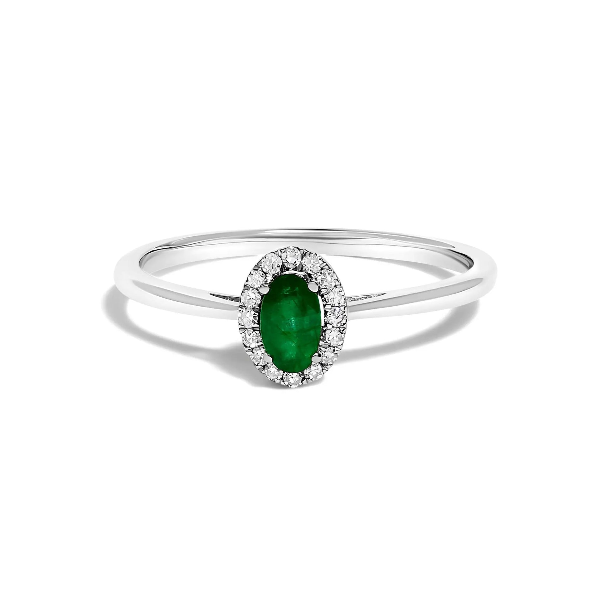 10K white gold halo ring with oval green gemstone and diamond accent halo, size 6.5, by Bids.com on Tampa Home & Garden Store