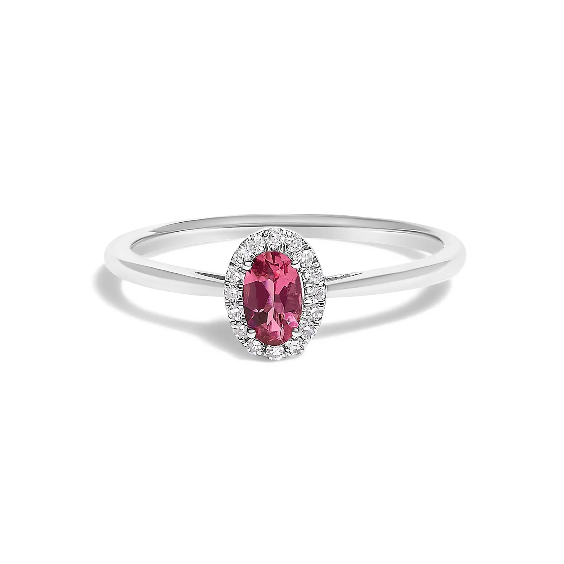 10K white gold oval amethyst halo ring with diamond accents, size 6.5 on Tampa Home & Garden Store