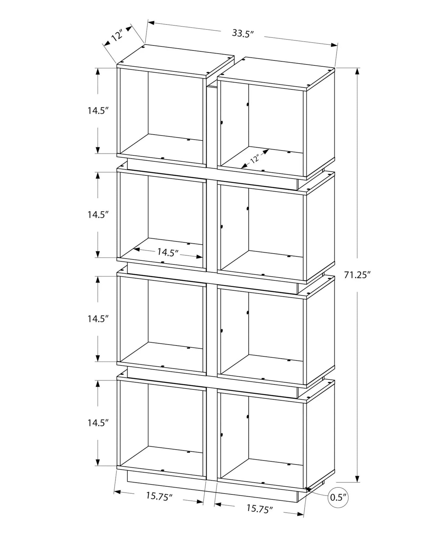 White 5-tier etagere bookcase for office by Unique Piece Furniture, modern two-column design on Tampa Home & Garden Store