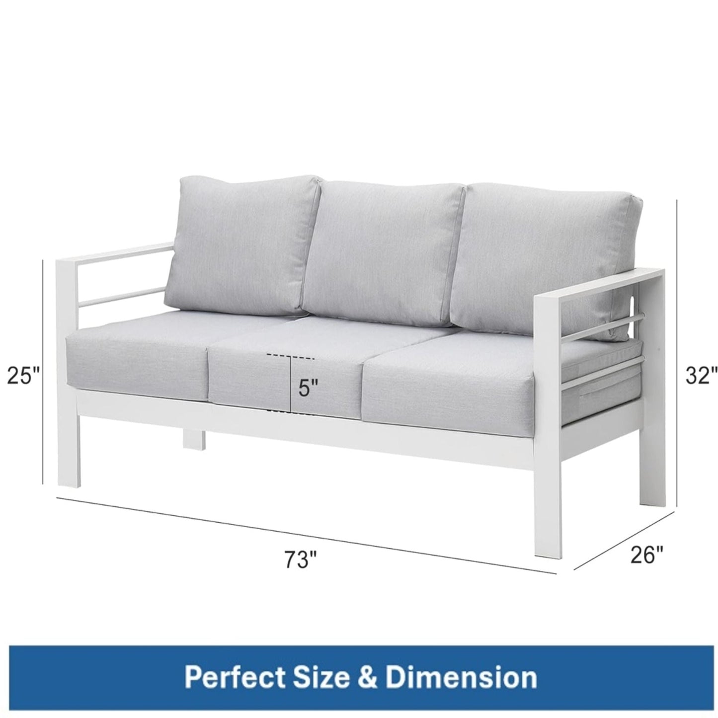 Three Seat Outdoor Sofa and Thick Cushions
