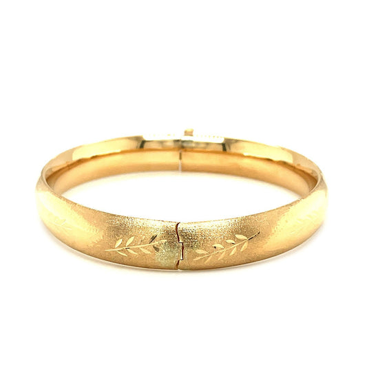 Classic floral carved bangle bracelet, 14k yellow gold, 10.0mm, by Bids.com on Tampa Home & Garden Store