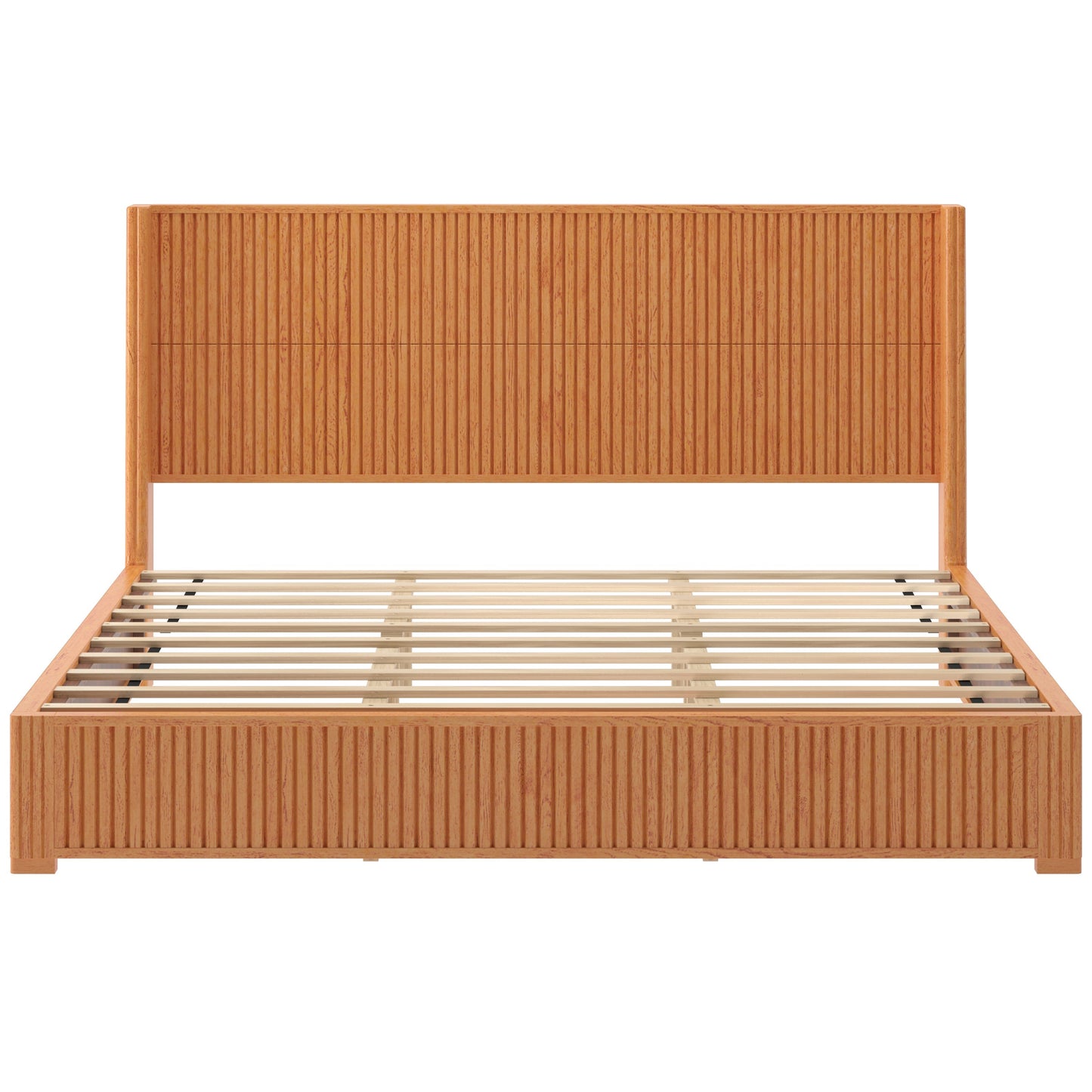 Solid Wood Platform Bed Frame and King Headboard