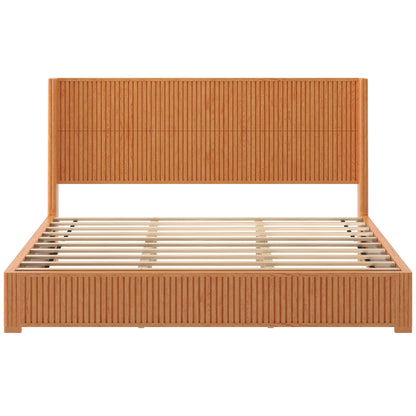 Solid Wood Platform Bed Frame and King Headboard