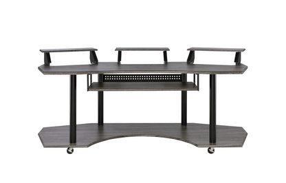 Eleazar wood music recording studio desk with 3 monitor shelves and perforated back panel on Tampa Home & Garden Store