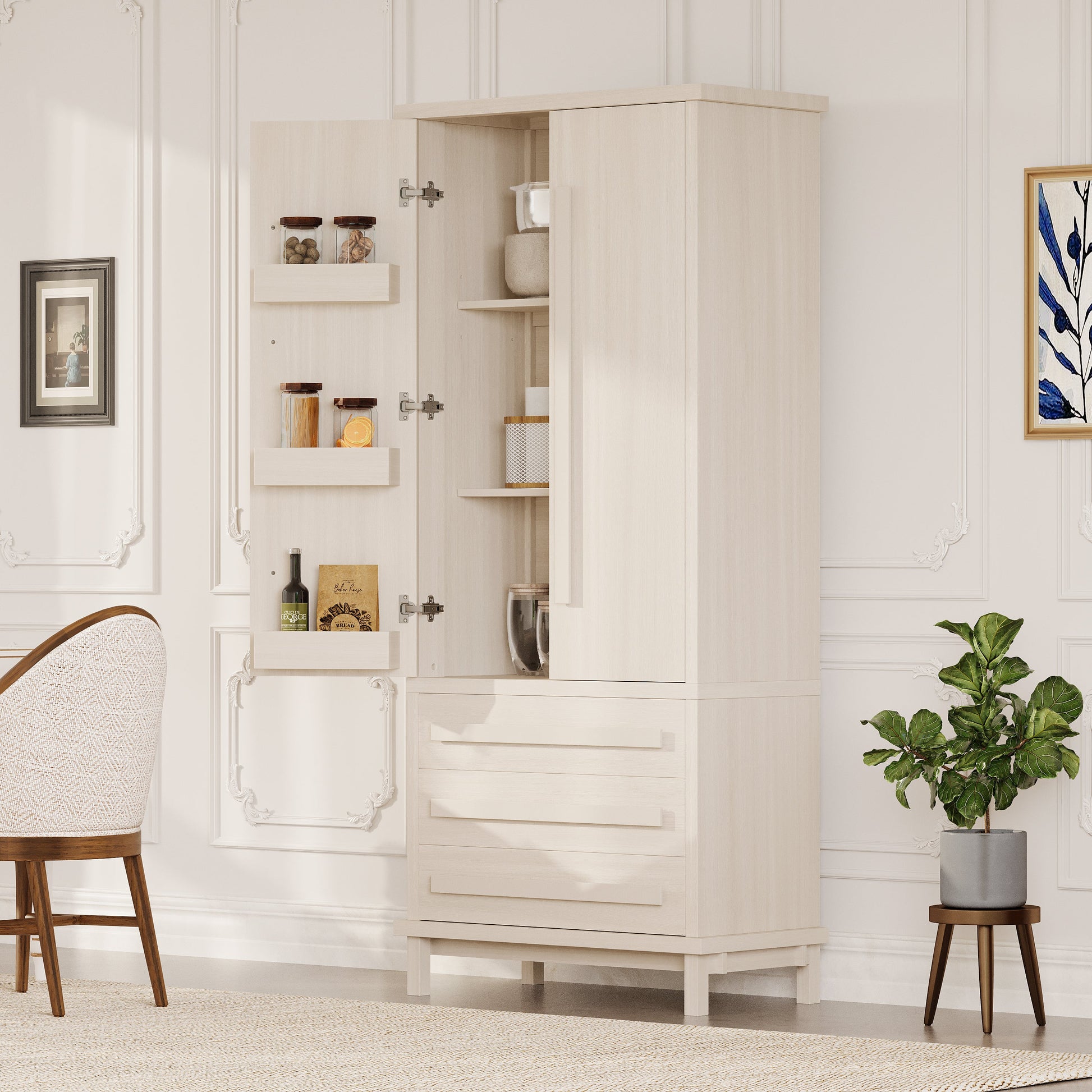70in Kitchen Pantry Cabinet with solid wood handles and adjustable storage by HouseOfZazla on Tampa Home & Garden Store