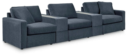 Modmax ink sectional sofa in blue fabric with 4 seating modules by Unique Piece Furniture on Tampa Home & Garden Store