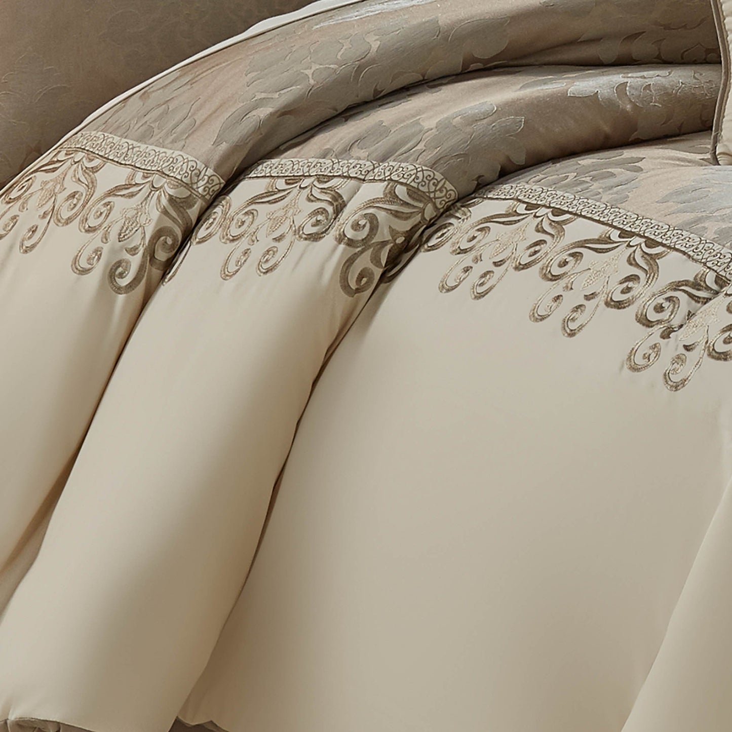 Hillcrest Ivory Damask and Jacquard Comforter Set